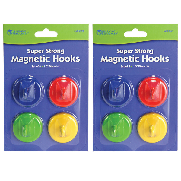 Learning Resources Super Strong Magnetic Hooks, 1 1/2 inch Diameter, PK8 2694
